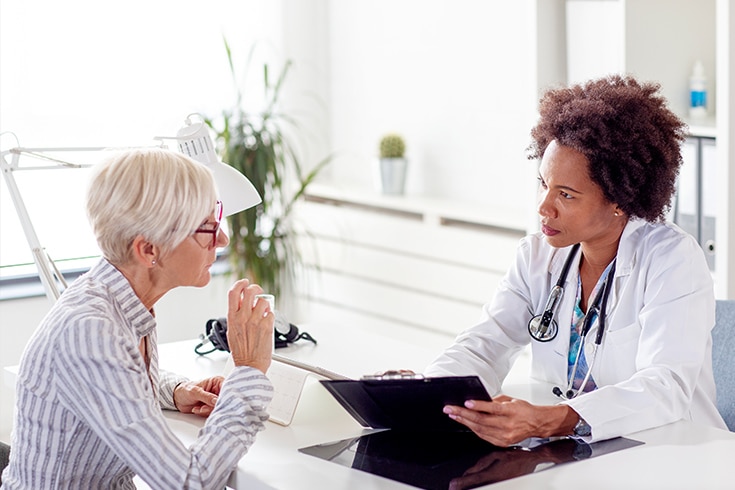 Doctor And Patient Reviewing Chart